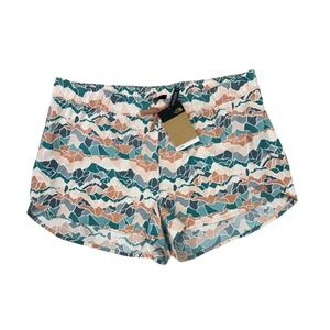 New North Face Printed Teal Peach Orange Drawstring Running Shorts - Size XXL